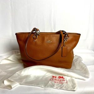 Classic Coach Sophia Cognac Pebble Grain Leather 2 Strap Handbag